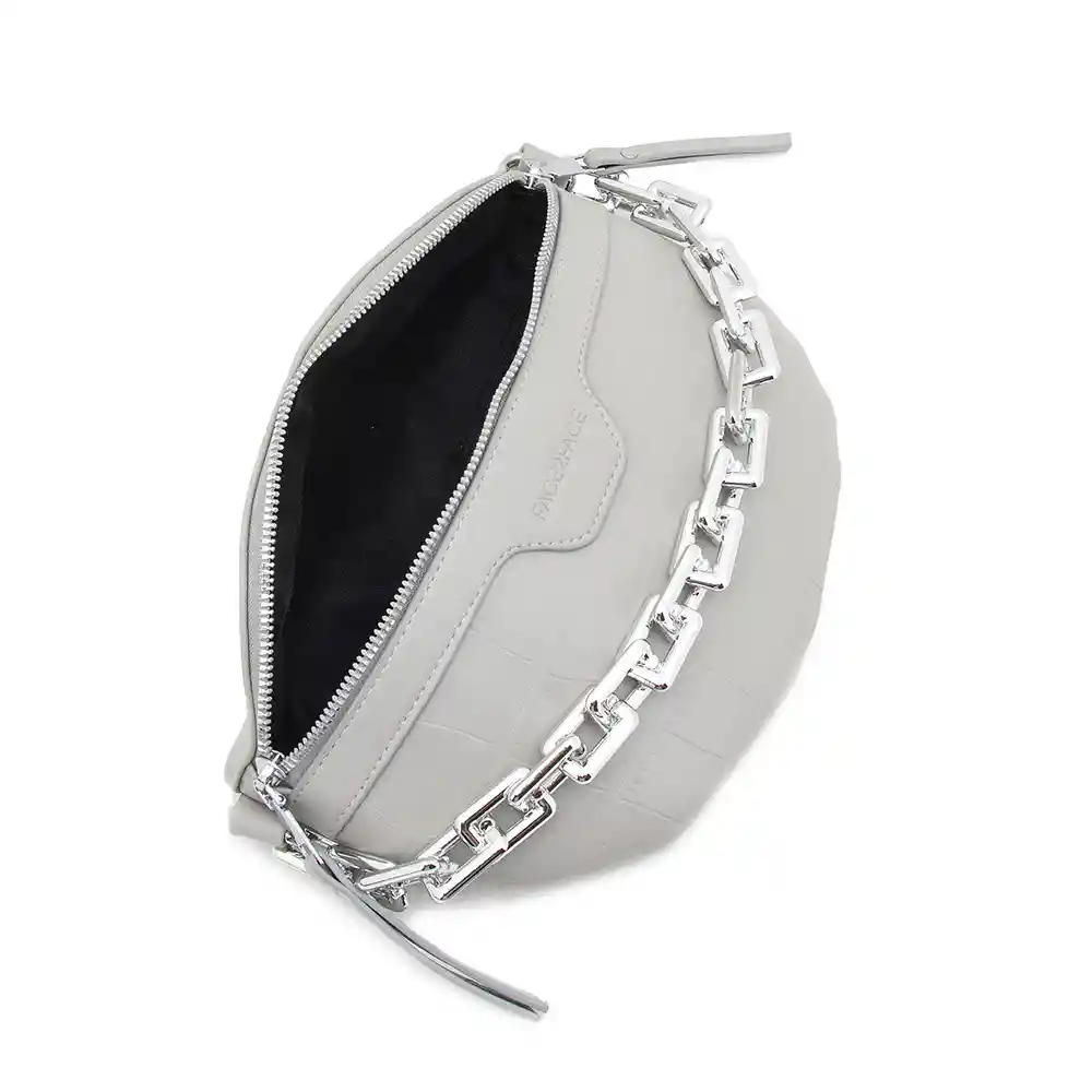 Bandolera Y Riñonera Efecto Croco Con Cadena Frontal