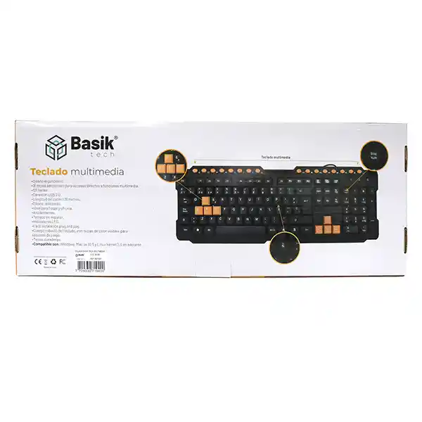Teclado Multimedia Basik Alambrico Para Pc