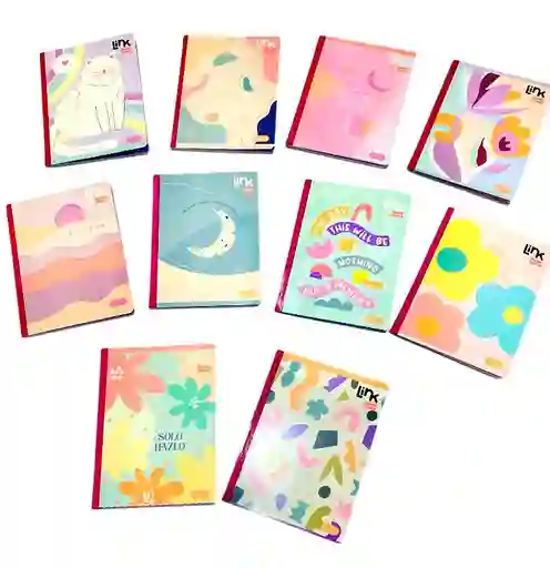 Cuaderno Cosido Para Niña Rayado 100 Hojas Link Scribe Diseños Surtidos Con Stickers