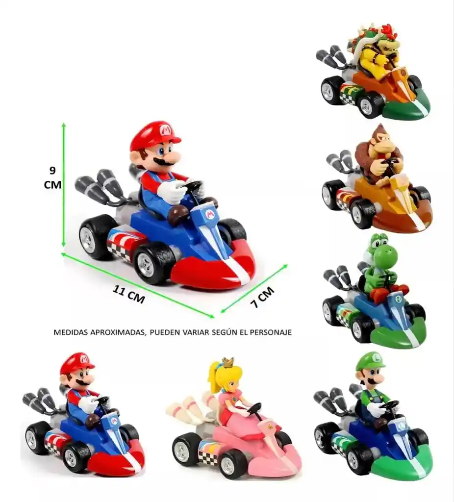 Mario Kart Carros Super Mario Bros Figura Carrito Colección