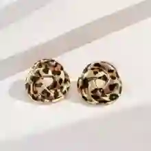 Aretes Forma De Tuerca Dorado Animal Print Fantasia