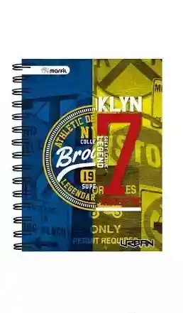 Cuaderno Marfil Argollado 80 Hojas Cuadriculado Masculino Económico, Medidas 27,4cm X 20,5cm