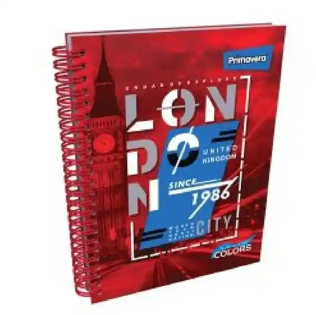 Cuaderno Primavera 5 Materias Argollado Masculino, Medidas 23,5cm X 17cm