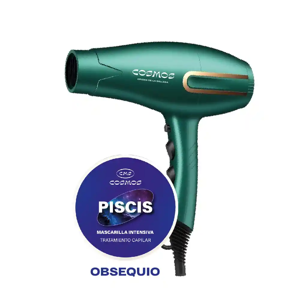 Secador De Cabello Cms Selene Verde + Tratamiento Capilar Cms Piscis