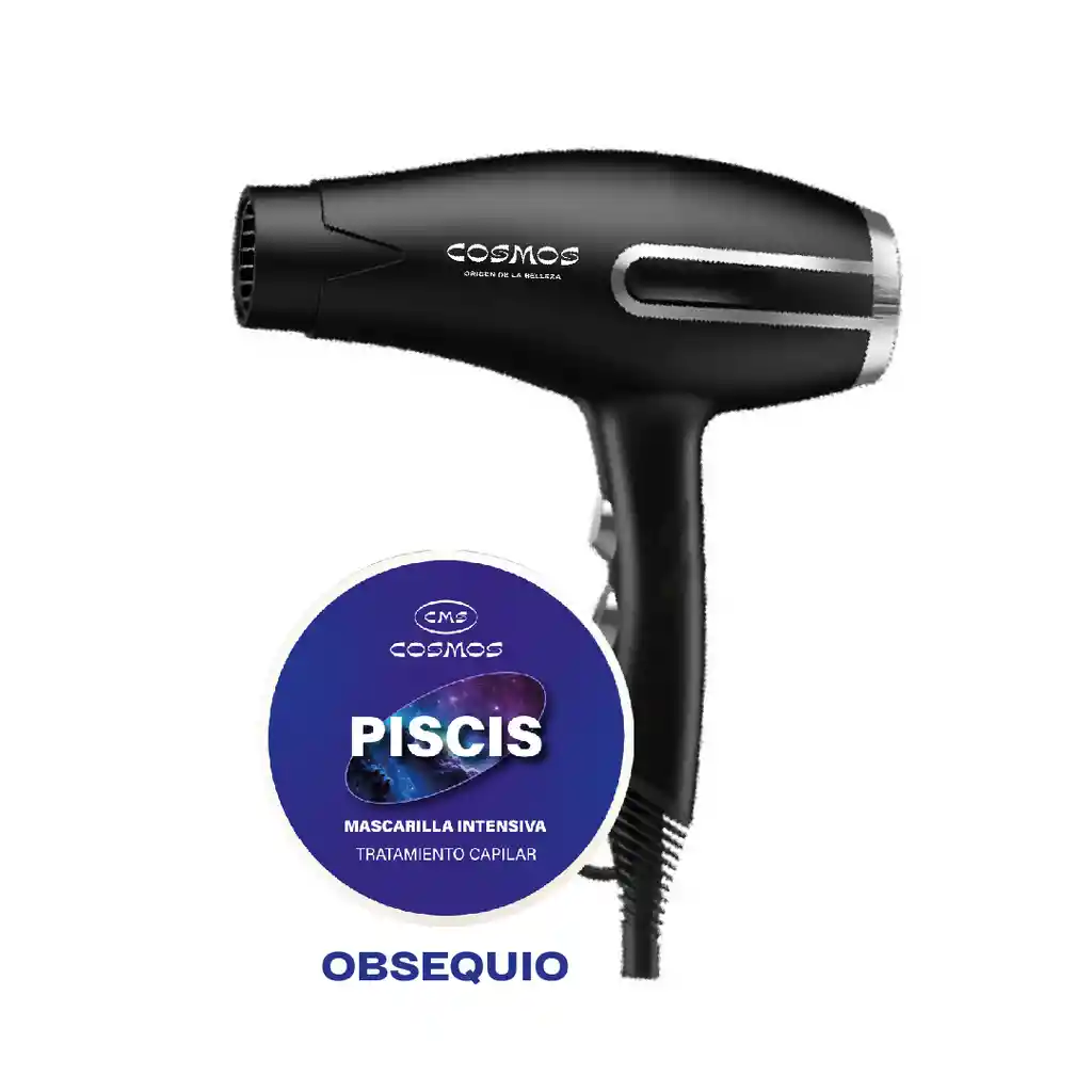 Secador De Cabello Cms Selene Negro + Tratamiento Capilar Cms Piscis