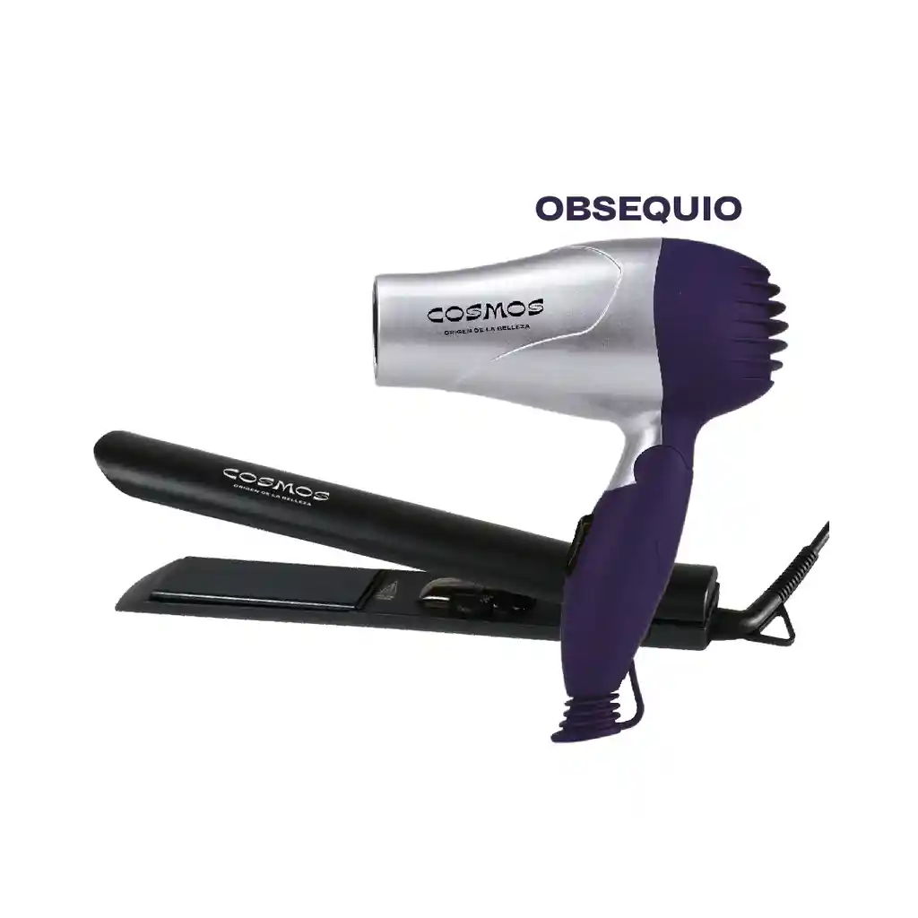 Plancha Para Cabello Cms Cosmos Andromeda + Secador Viajero Cms Cosmos Ceres