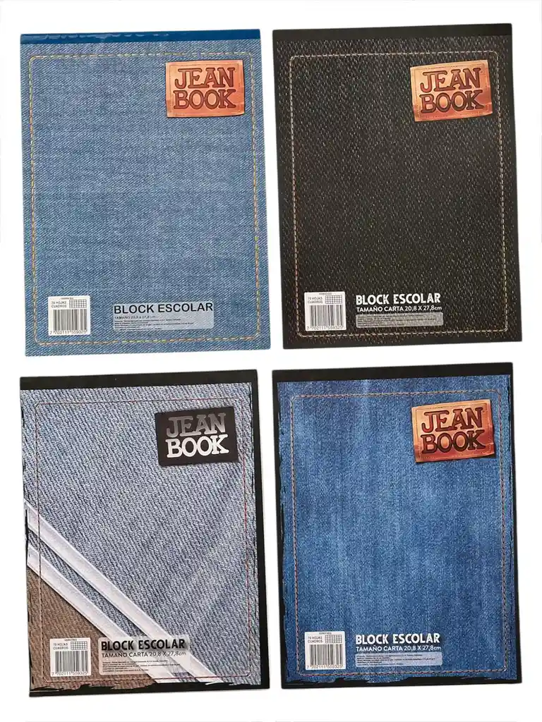 Block Jean Book Carta Cuadriculado	70 Hojas Diseños Surtidos