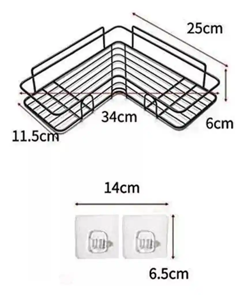 Esquinero Estante Organizador Adhesivo Cocina Baño Ducha Color Negro