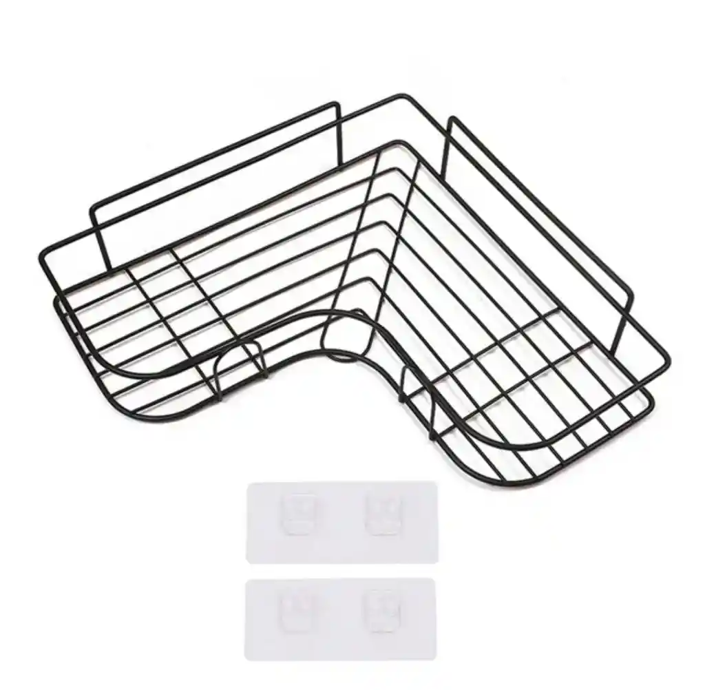 Esquinero Estante Organizador Adhesivo Cocina Baño Ducha Color Negro