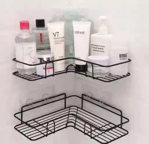 Esquinero Estante Organizador Adhesivo Cocina Baño Ducha Color Negro