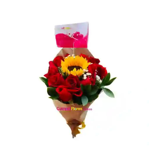 Bouquet Rosas Y Girasol
