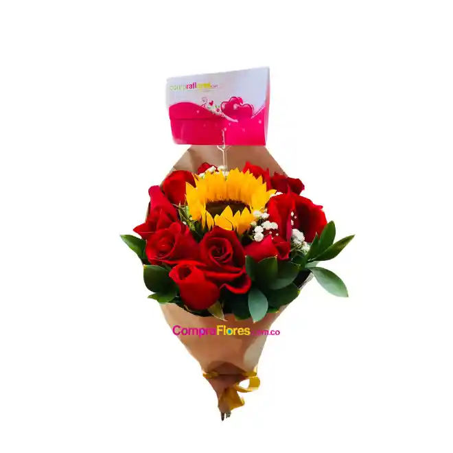 Bouquet Rosas Y Girasol