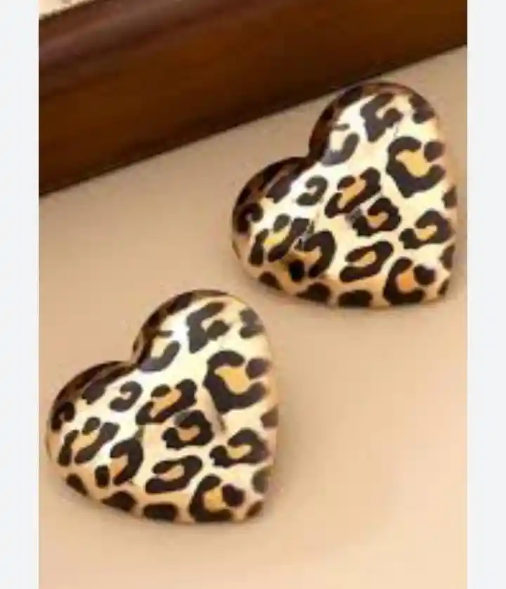 Aretes Corazon Animal Print Fantasia