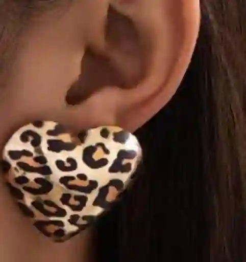 Aretes Corazon Animal Print Fantasia