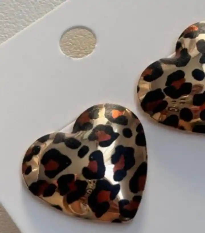 Aretes Corazon Animal Print Fantasia