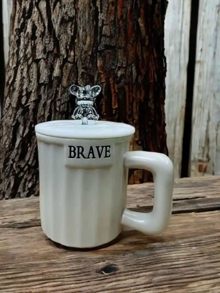 Mug O Taza Oso Marfil Con Tapa