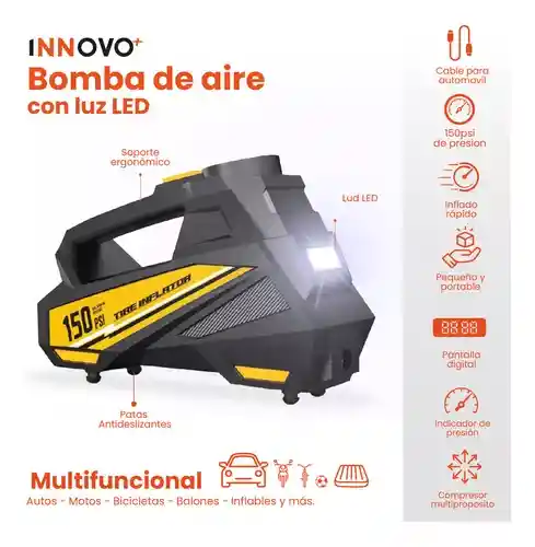 Inflador Para Carros Portable Con Linterna 150 Psi Universal