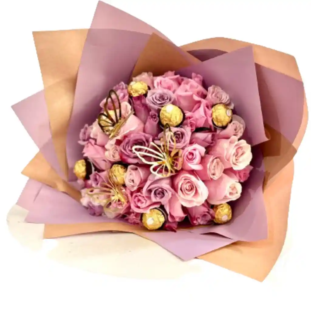 Bouquet 18 Rosas Con Chocolates Ferreros