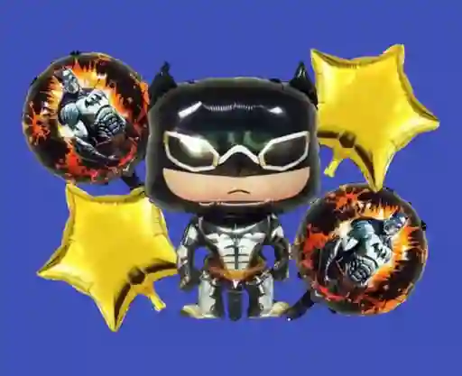 Bouquet X5 Globos Metálizados Batman Caballero De La Noche