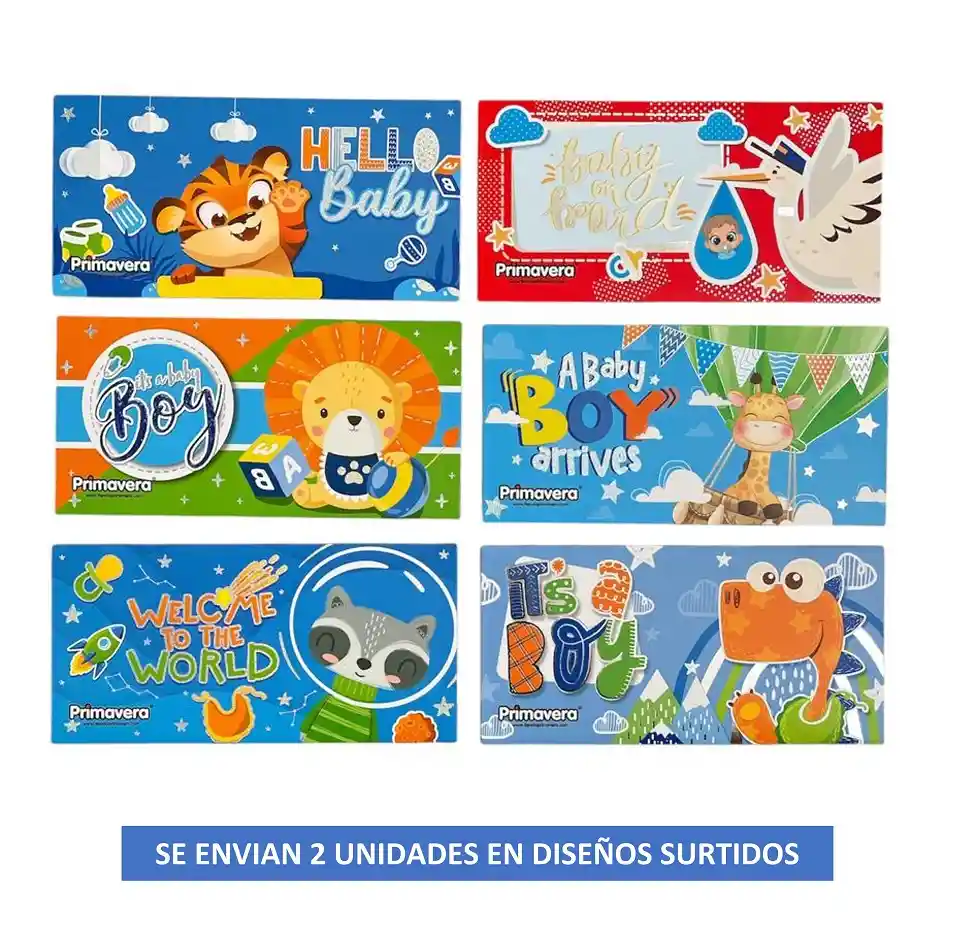Lluvia De Sobres X 2 Unidades Baby Shower Niño Diseños Surtidos