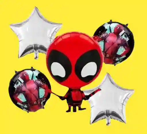 Bouquet X5 Globos Metálizados Deadpool
