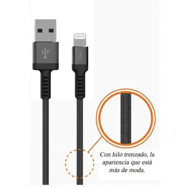 Cable Carga Rapida Apple Lightning Negro Vidvie Cb454