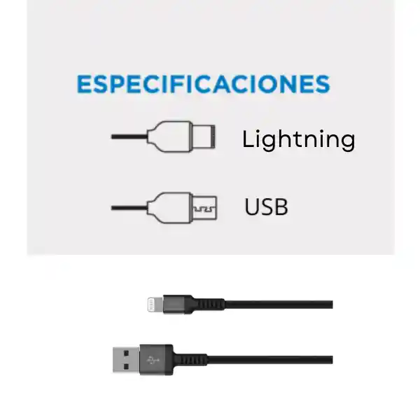 Cable Carga Rapida Apple Lightning Negro Vidvie Cb454