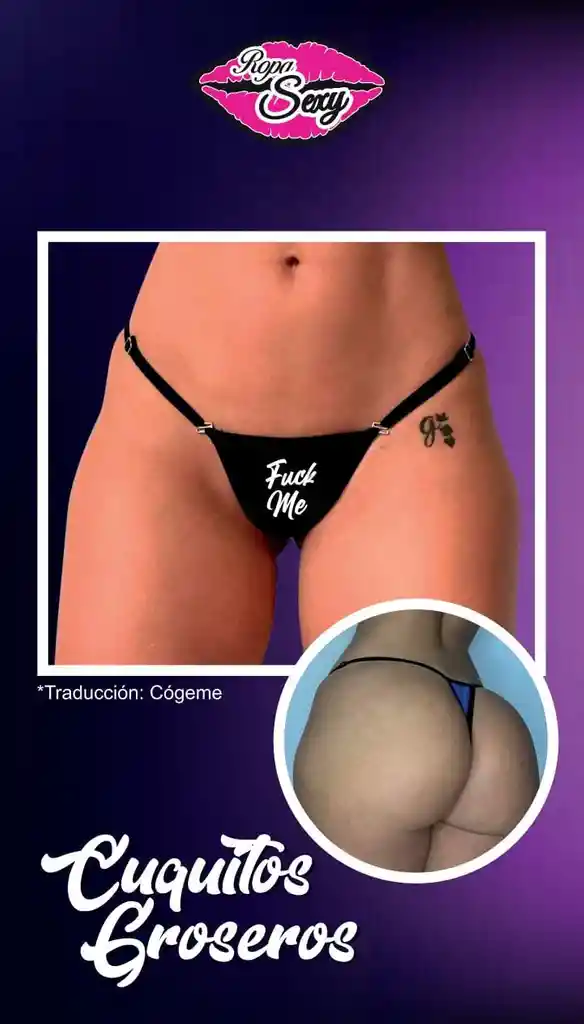 Panty Ajustable Con Mensaje " Fuck Me "