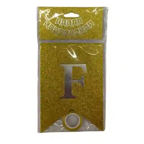 Feston Banderin Feliz Cumpleaños Escarchado Dorado