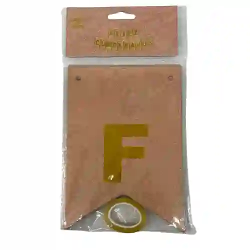 Feston Banderin Feliz Cumpleaños Escarchado Oro Rosa