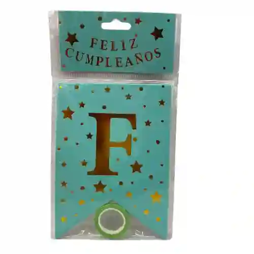 Feston Banderin Feliz Cumpleaños Estampado Aguamarina