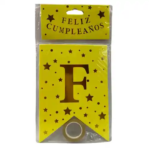 Feston Banderin Feliz Cumpleaños Estampado Amarillo