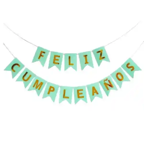 Feston Banderin Feliz Cumpleaños Mate Verde Claro