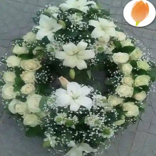Corona Funebre En Rosa Y Lirio 80 Cm