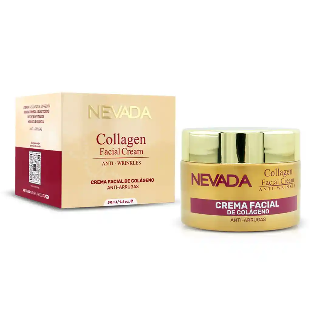 Nevada Crema Facial De Colágeno Anti Arrugas Atenúa Líneas De Expresión 50 Ml