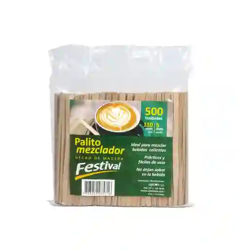 Mezcladores De Madera Festival 11 Cm X 500 Und		