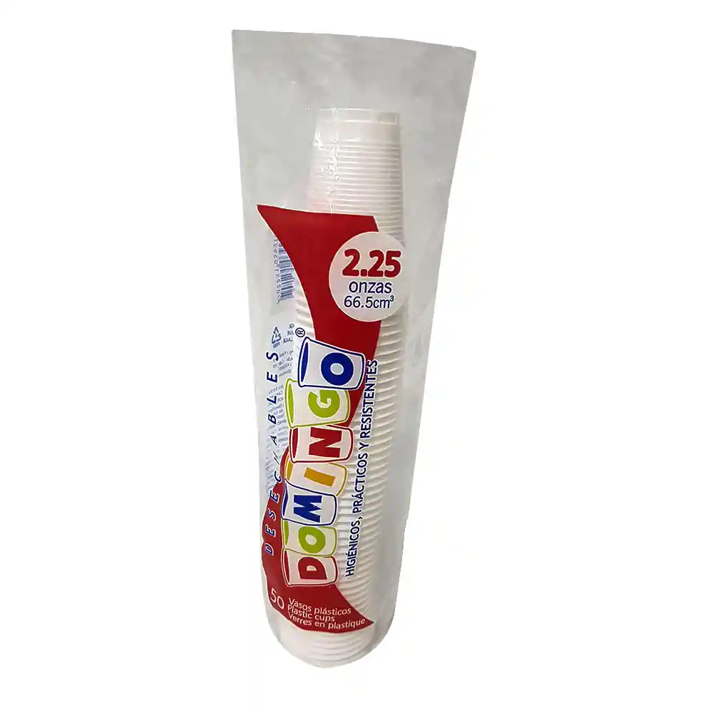 Vaso Plastico Blanco 2.25 Onz X 50 Und Domingo		