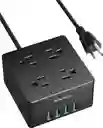 Regulador Voltaje Viaje Usb Contra Sobretensiones De Regleta De Alimentación 8 Tomas Corriente 3 Puertos Usb, Cable De Extensión De Enchufe Plano De 5 Pies, 1050 Julios, Montaje En Pared