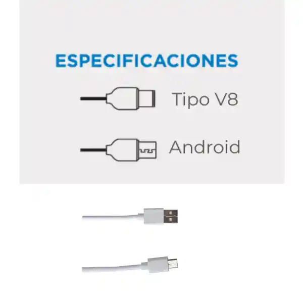 Cable De Carga Y Sincronización Micro Usb V8 1,2m Blanco