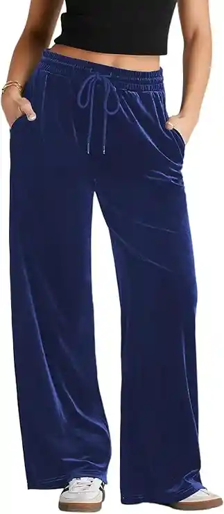 Pantalon Palazzo Terciopelo Con Bolsillos