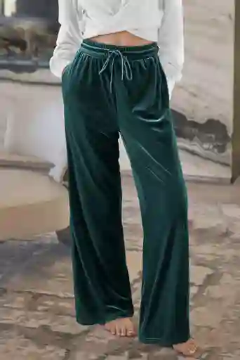 Pantalon Palazzo Terciopelo Con Bolsillos