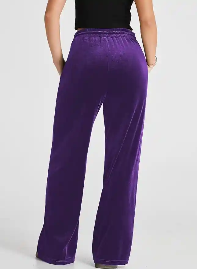 Pantalon Palazzo Terciopelo Con Bolsillos