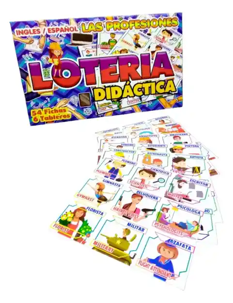 Juego Lotería Profesiones Bilingüe Didáctico Memoria Niños