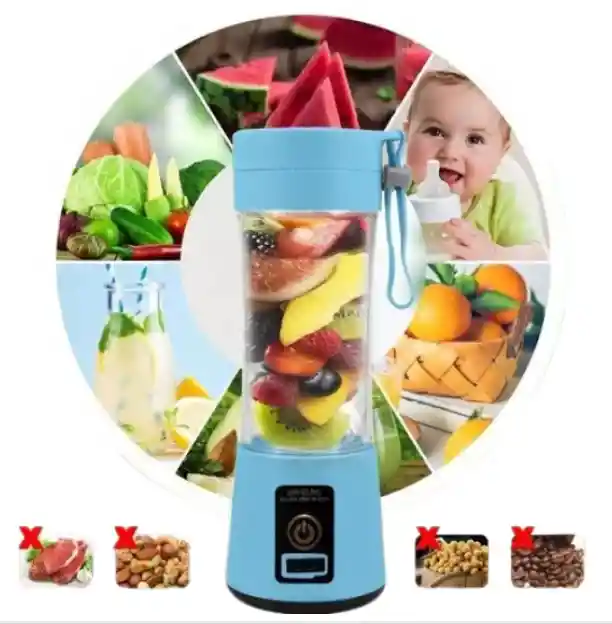 Licuadora Portátil Celeste 380ml Ideal Para Llevar