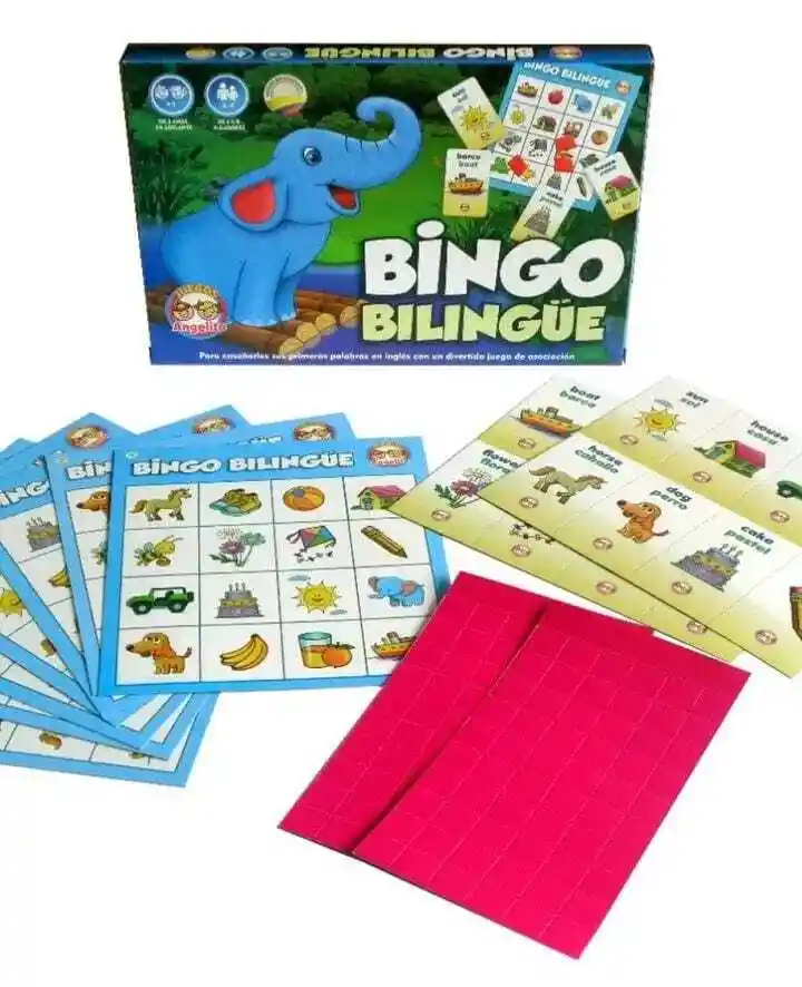2x Loteria Bingo Bilingüe Juego Español Ingles Idioma Niños