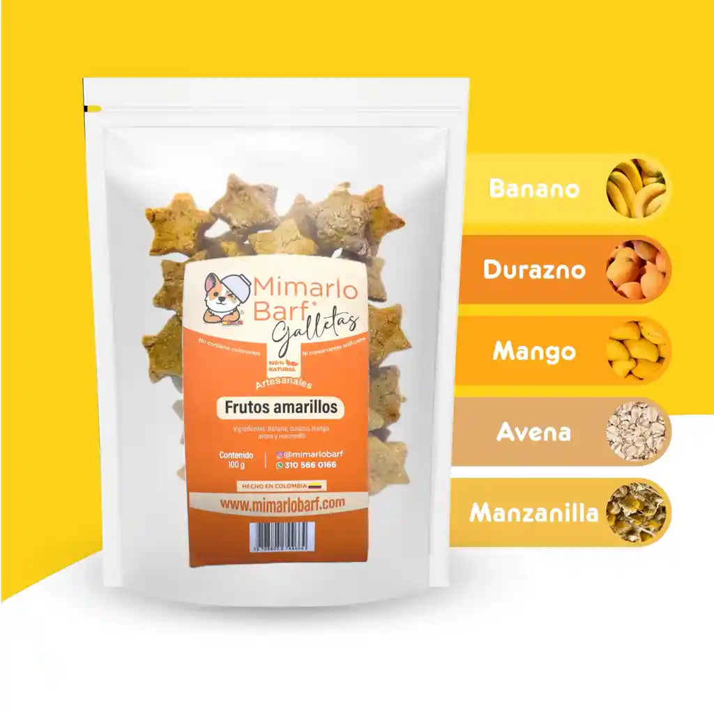 Galletas Frutos Amarillos 🍌🍑🌾para Perros