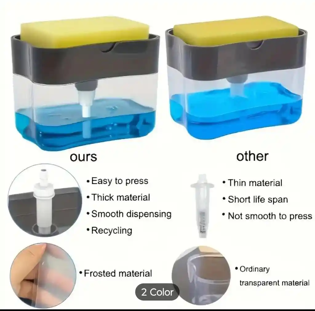 Dispensador Plastico Jabon Liquido + Esponjilla
