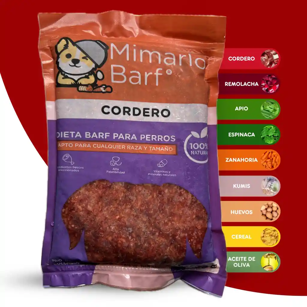 Dieta Barf De Cordero 🍖 400g Para Perros - Mimarlo Barf