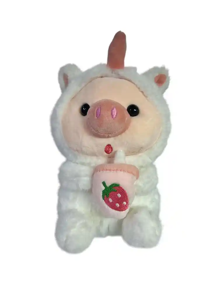 Peluche Cerdo Disfraz Conejo Y Unicornio Con Jugo 25cm