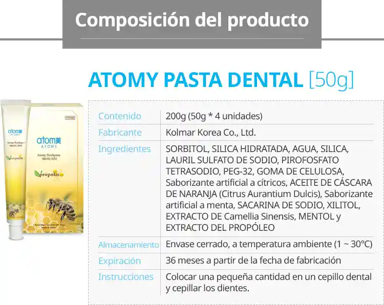 Atomy Pasta Dental Sin Fluor 50g